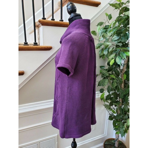 Kasper Women's Purple Acrylic Short Sleeve High Neck Knit Sweater Size X-Large - Picture 5 of 9